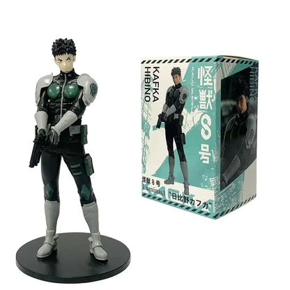 Black and green armored kafka hibino pvc statue with skeleton design from kaiju no 8 front view