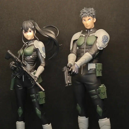 Black and green kafka hibino pvc statue with skeleton design featuring detailed armor plating and weapon accessories