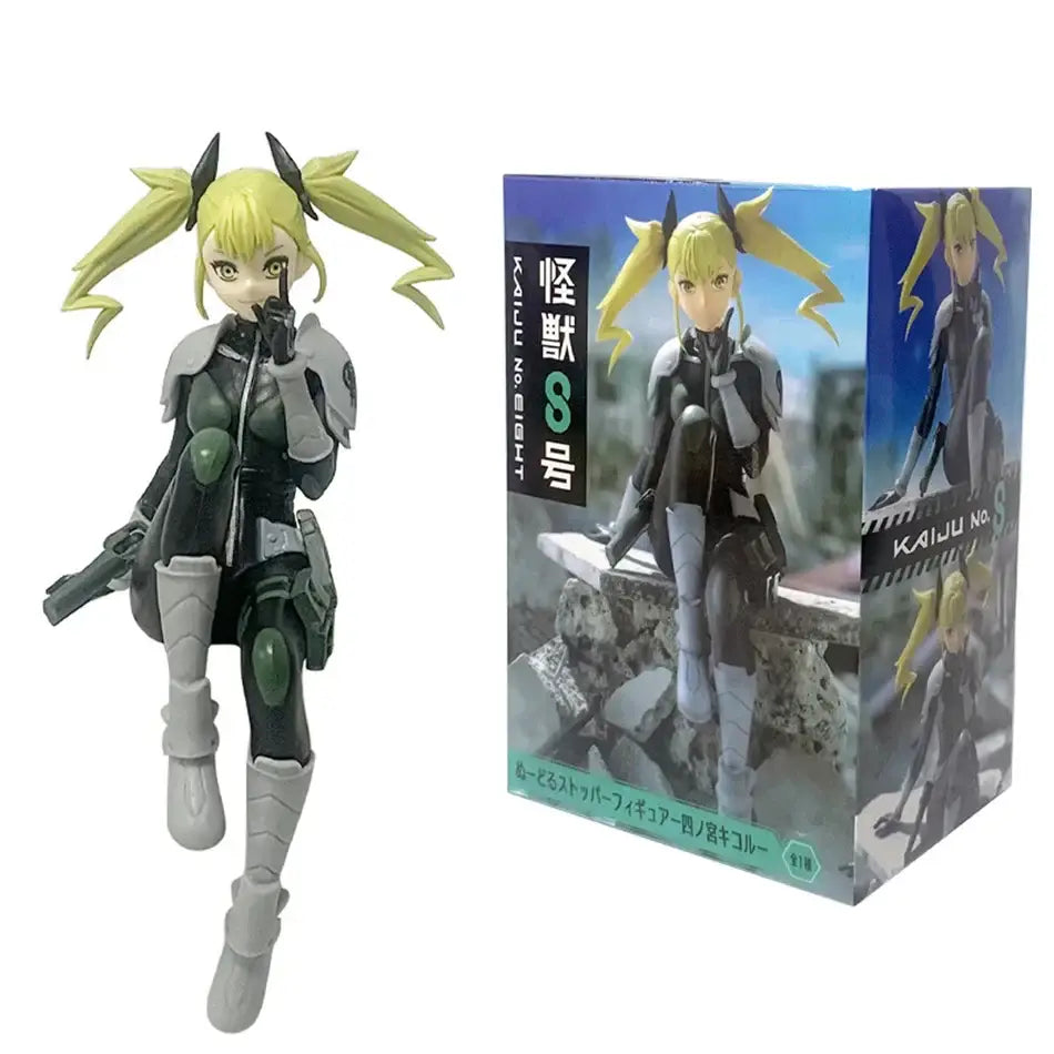 Black and green armored kafka hibino pvc statue with blonde pigtails featuring detailed skeleton design
