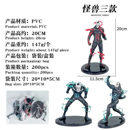 Kaiju no 8 monster action figure in black and red durable pvc with glowing energy effects and muscular design