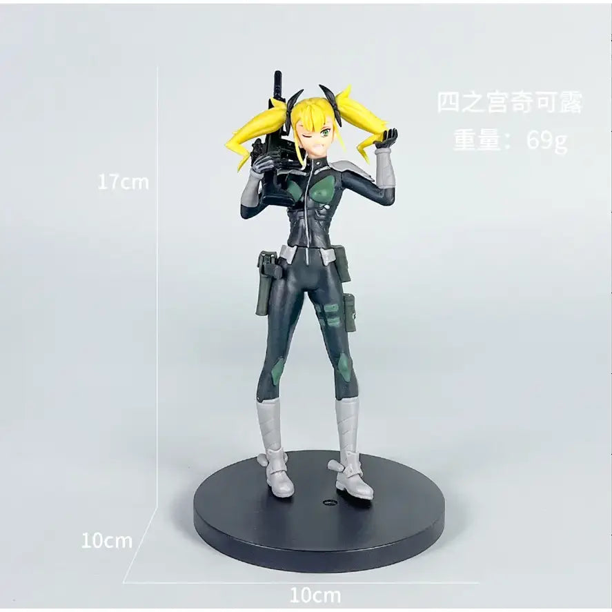 Kaiju no 8 monster action figure full-form pvc model of kirei yagiri in black green tactical suit holding rifle