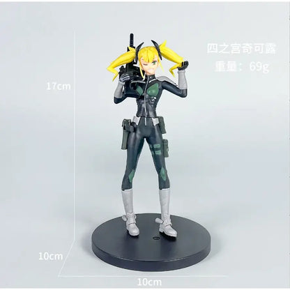 Kaiju no 8 monster action figure full-form pvc model of kirei yagiri in black green tactical suit holding rifle