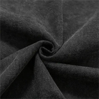 Dark gray plush velvet fabric highlighting the soft textured surface of kaiju no 8 washed cotton t-shirt for men