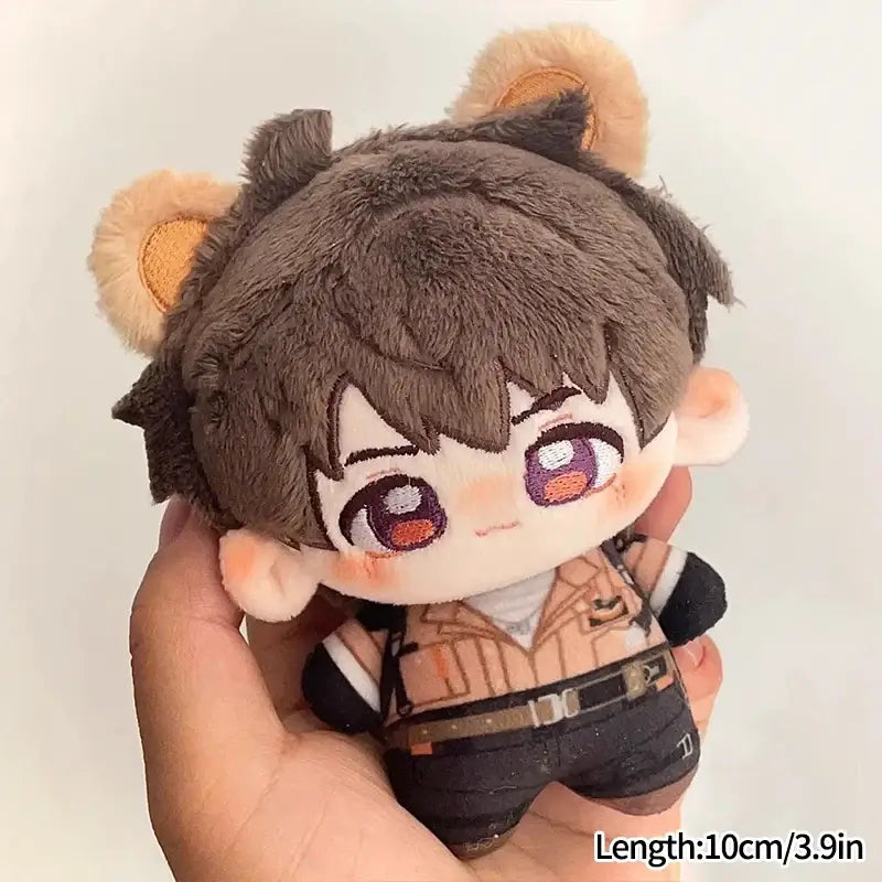 Love and deepspace keychain cute cartoon bag charm plush toy with brown fur and tan embroidered ears