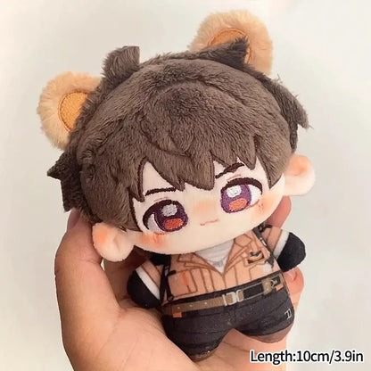 Love and deepspace keychain cute cartoon bag charm plush toy with brown fur and tan embroidered ears