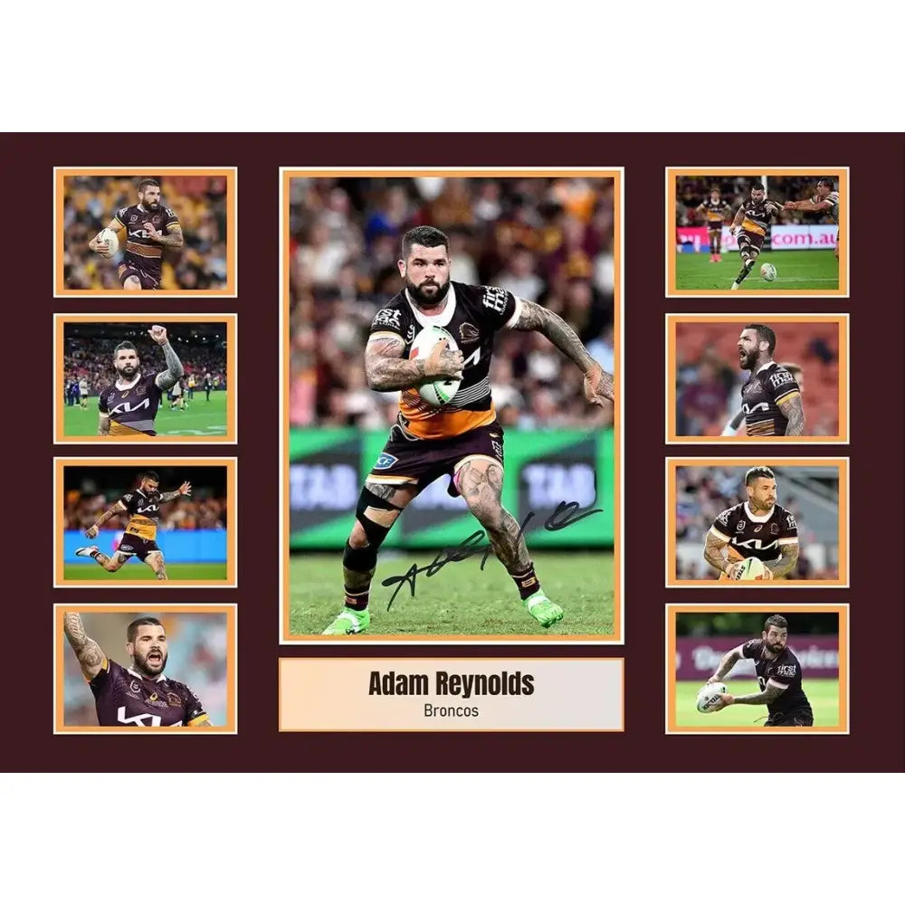 Signed framed photo of adam reynolds in brisbane broncos jersey wall decor for sports fans and collectors