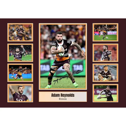 Signed framed photo of adam reynolds in brisbane broncos jersey wall decor for sports fans and collectors