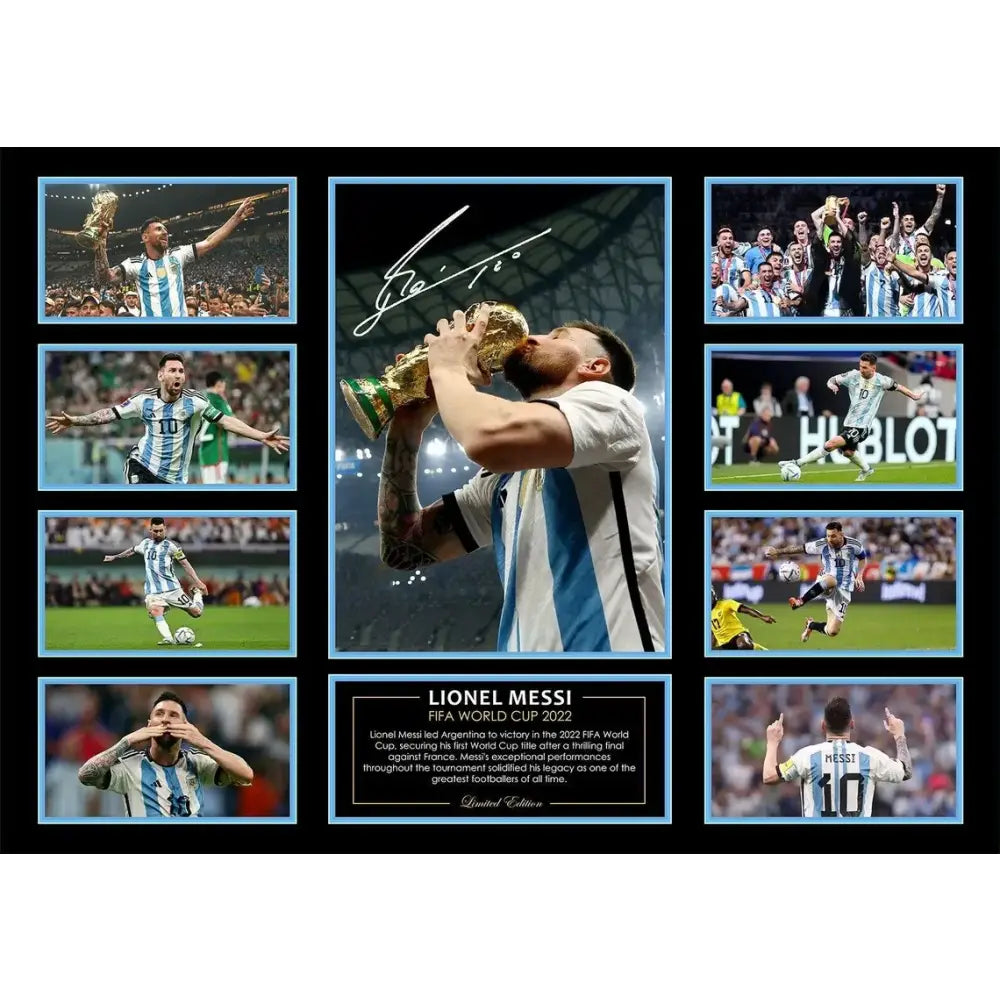 Lionel messi fifa world cup 2022 commemorative framed collage poster canvas wall decor for boys room gift