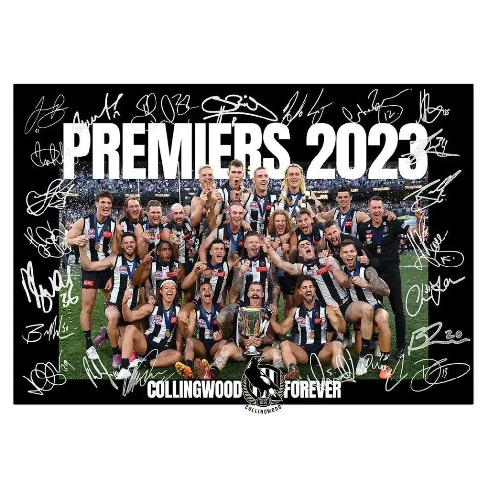 Black and white collingwood football club premiership team photo with signatures polyester canvas wall decor for boys room