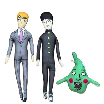 Green plush monster soft plush pendant keychain with red cheeks and wide eyes from mob psycho 100 dimple plush
