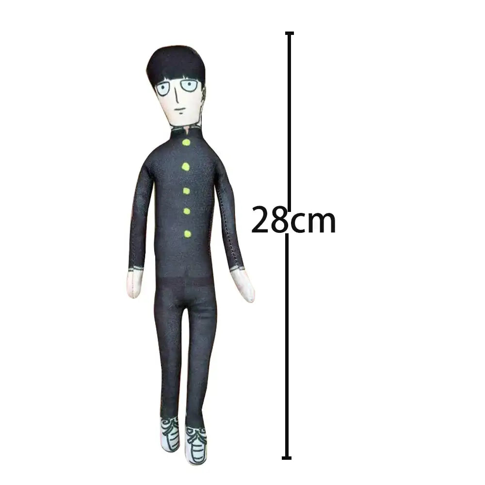 Mob psycho 100 dimple plush keychain featuring a 28cm soft plush doll in dark gray school uniform with white sneakers