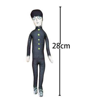 Mob psycho 100 dimple plush keychain featuring a 28cm soft plush doll in dark gray school uniform with white sneakers