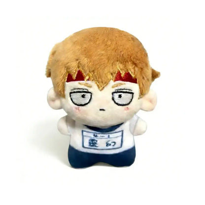 Mob psycho 100 dimple plush keychain featuring a soft plush pendant with light brown hair and blue shorts number 4-1