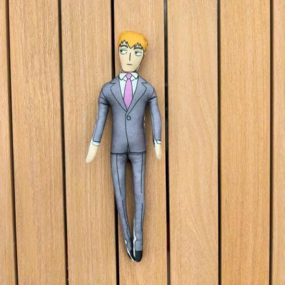 Mob psycho 100 dimple plush keychain soft plush pendant featuring a plush toy man with orange hair and gray suit