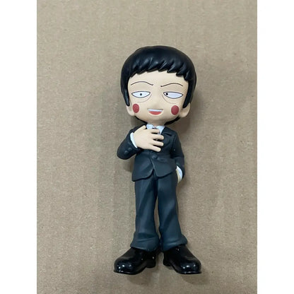 Black-suited mob psycho 100 iii mob character palverse style pvc mini model with glossy finish and red cheek circles