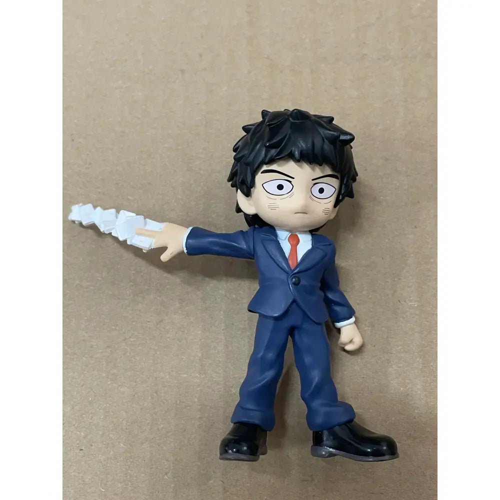 Mob psycho 100 iii mob character palverse figure in blue suit with red tie holding white object style pvc mini model