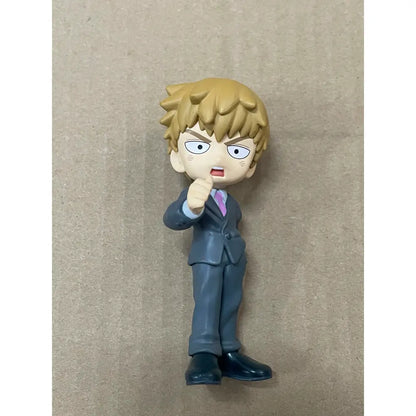 Blonde-haired mob psycho 100 iii mob character palverse figure in gray suit and purple tie angry pose style pvc mini model