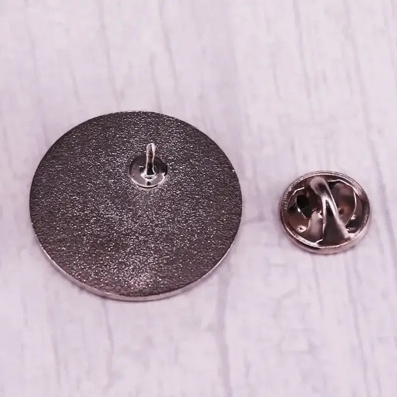Silver-toned metal brooch with textured matte finish and clutch-back fastener for kageyama shigeo enamel pin fans