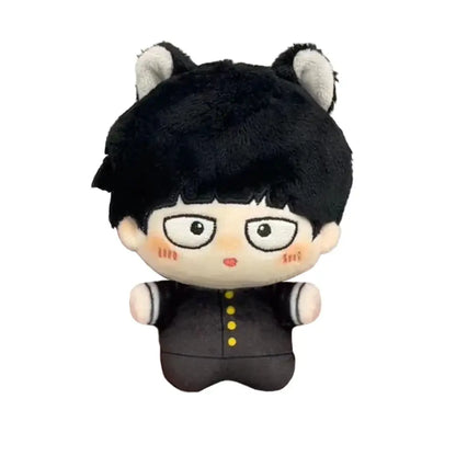 Mob psycho 100 kageyama shigeo plush keychain black plush with cat ears in dark uniform with yellow buttons and white trim
