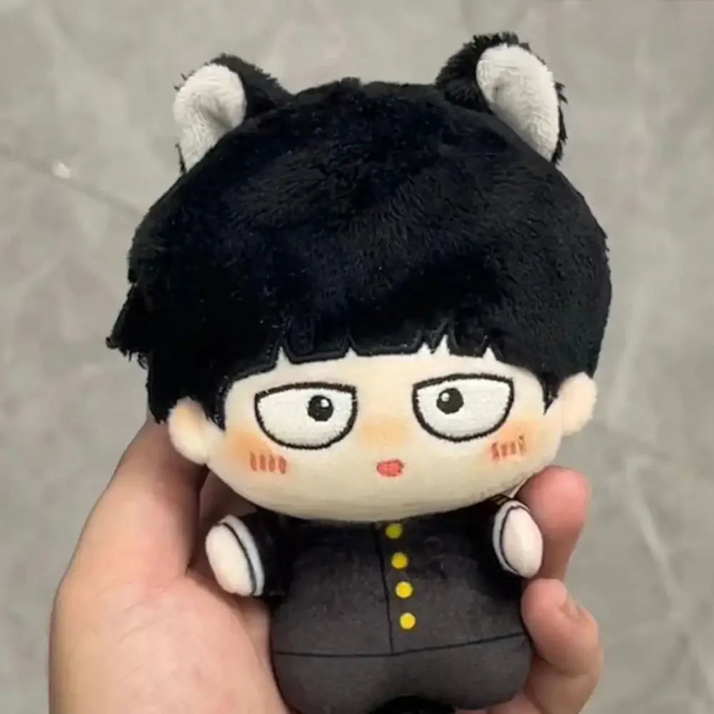 Mob psycho 100 kageyama shigeo plush keychain featuring black plush with white-tipped ears and black-yellow uniform