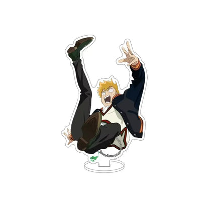 Clear acrylic mob psycho kageyama shigeru acrylic standee featuring spiky blonde hair character in dynamic pose