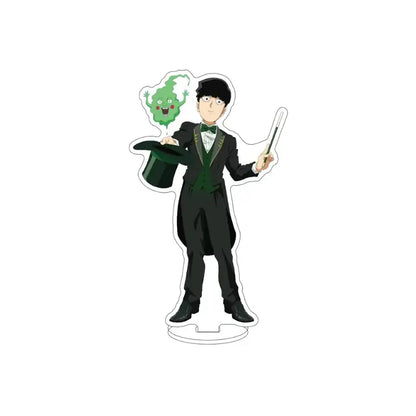 Mob psycho 100 kageyama shigeru acrylic standee black and green acrylic figurine with magician and ghost design
