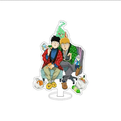 Clear acrylic standee of mob psycho 100 kageyama shigeru featuring two anime characters in cozy cluttered room scene