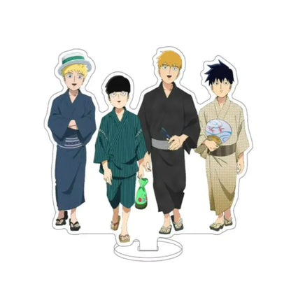 Clear acrylic mob psycho acrylic standee featuring four anime characters in traditional yukata including kageyama shigeru acrylic