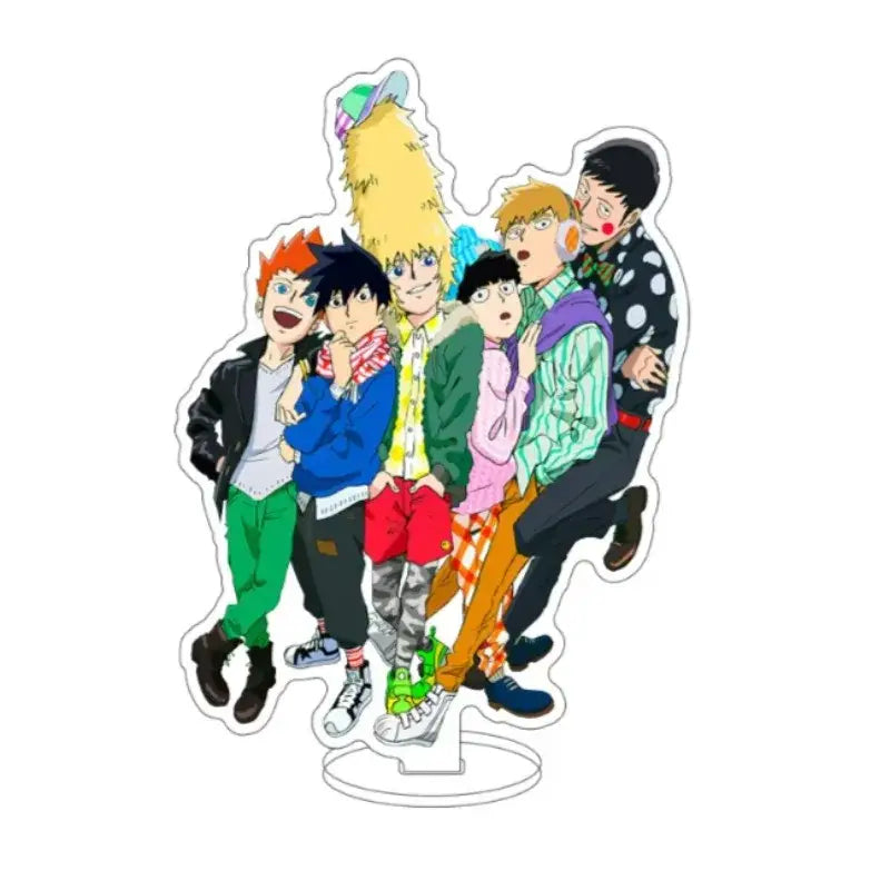 Colorful acrylic standee featuring danganronpa members in signature outfits for mob psycho 100 kageyama shigeru acrylic