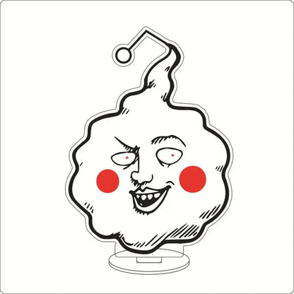 White mob psycho acrylic ornament featuring a cloud-shaped shigeo kageyama acrylic stand with an angry face and red cheeks