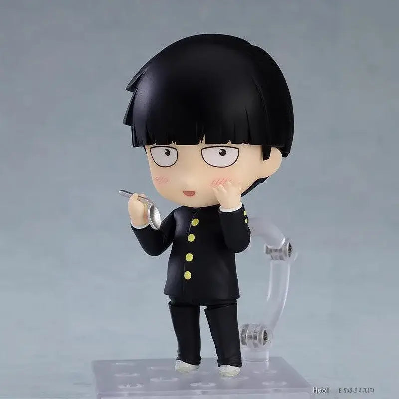 Posible mob psycho 100 shigeo kageyama chibi figure with black uniform yellow buttons and spoon accessory