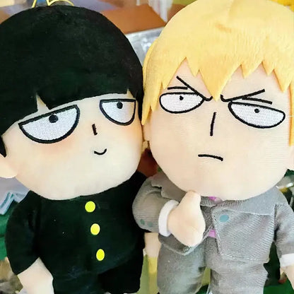 Mob psycho 100 shigeo kageyama black and blonde cotton doll plush figure with embroidered facial features and stitched clothing details