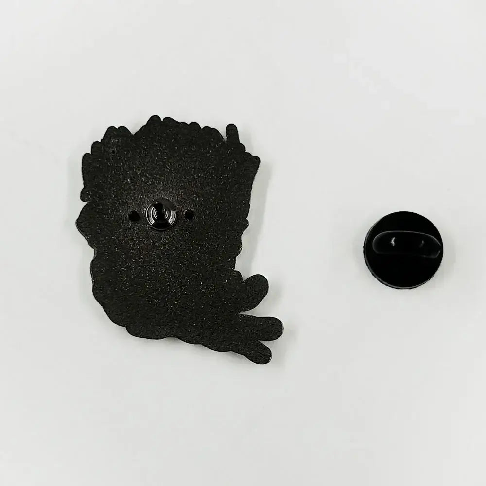 Black enamel mob psycho shigeo kageyama enamel pin with spiky hair and textured surface for rage badge collection