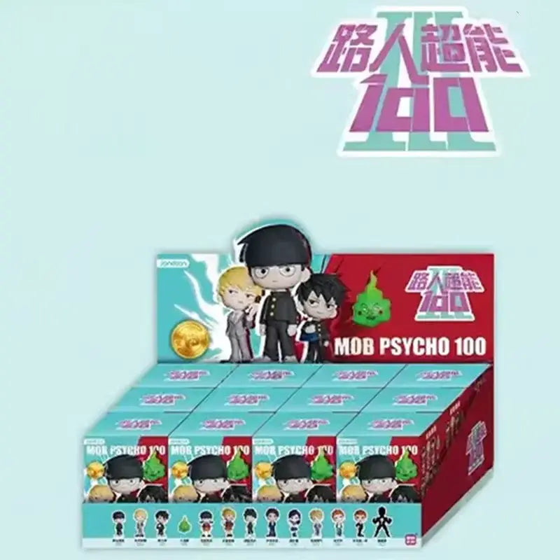 Red and teal display box for mob psycho 100 shigeo kageyama mini figure blind box collectible mini figure packaging