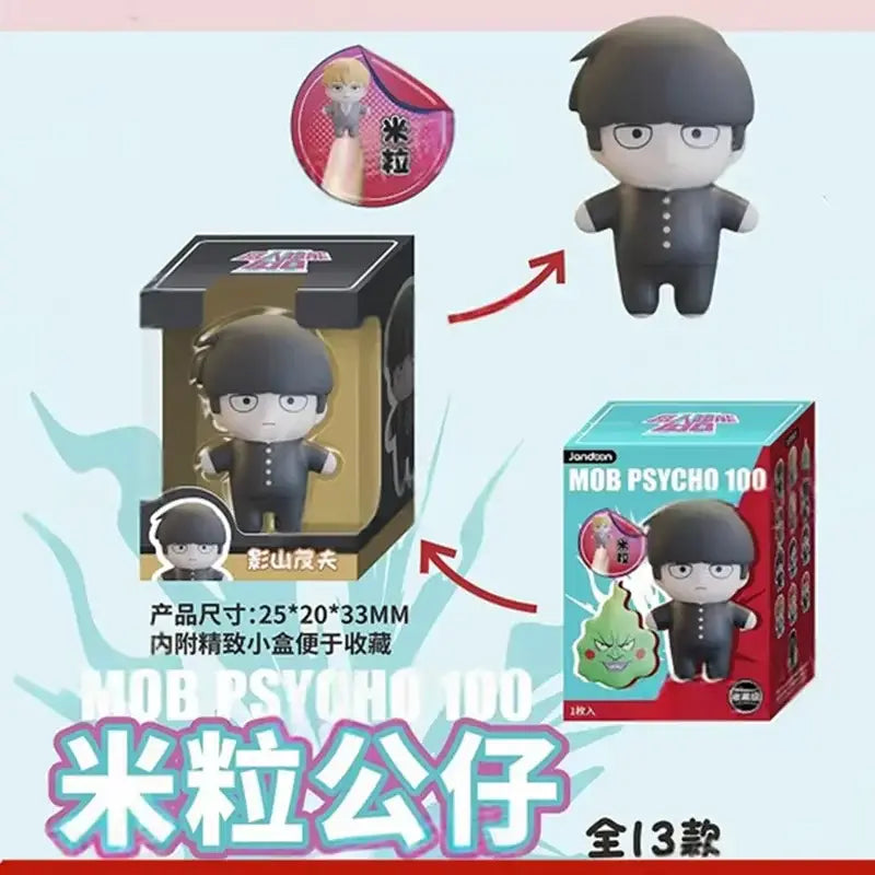Black plastic mob psycho mini figure of shigeo kageyama with glasses in a blind box vol 2 collectible toy