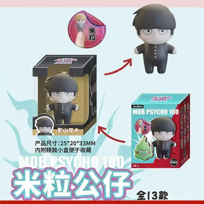 Black plastic mob psycho mini figure of shigeo kageyama with glasses in a blind box vol 2 collectible toy