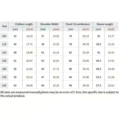 Size chart table showing measurements in cm and inches for oversized fit mobile suit gundam rx-78 cotton t-shirt