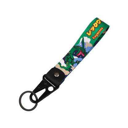 Monster original keychain green rayquaza-themed anime monster key accessory with black metal clip and ring