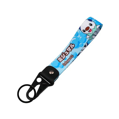 Monster original keychain featuring a blue oshawott anime monster design with black metal clip and ring for car keys