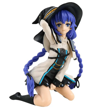 Mushoku tensei eris boreas greyrat pvc figure features a blue-haired anime witch with long braids in black and teal outfit