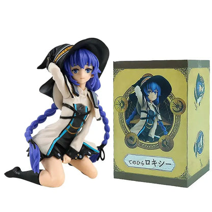Blue-haired mushoku tensei eris boreas greyrat pvc figure with long braid black hat teal and gold outfit