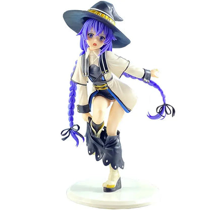 Mushoku tensei eris boreas greyrat pvc figure featuring purple-haired witch in black hat with gold trim and cream coat