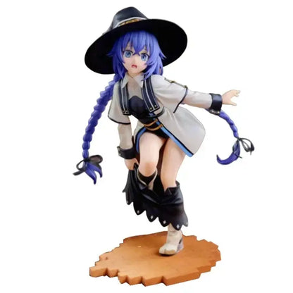 Mushoku tensei eris greyrat pvc statue featuring blue-haired witch in black hat with white and blue outfit 10cm figure