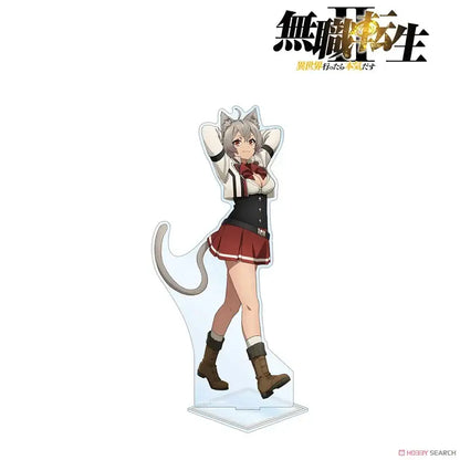 Clear acrylic roxy migurdia acrylic stand featuring silver hair anime character with cat ears for desktop decor