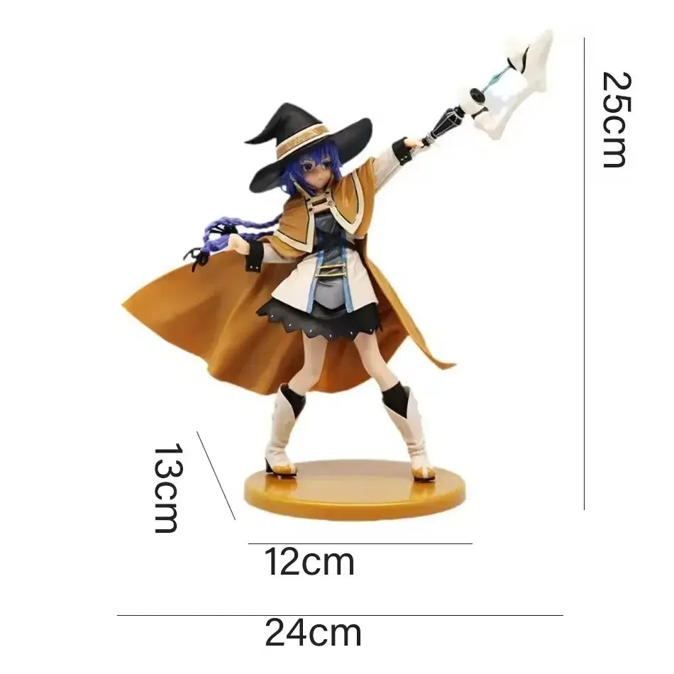 25cm tall pvc roxy migurdia noodle stopper figurine with vibrant purple hair holding a glowing wand
