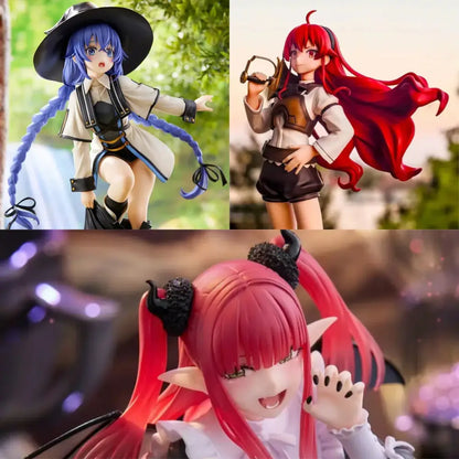 Mushoku tensei roxy migurdia pvc action figure with blue hair black hat beige coat and detailed painted finish