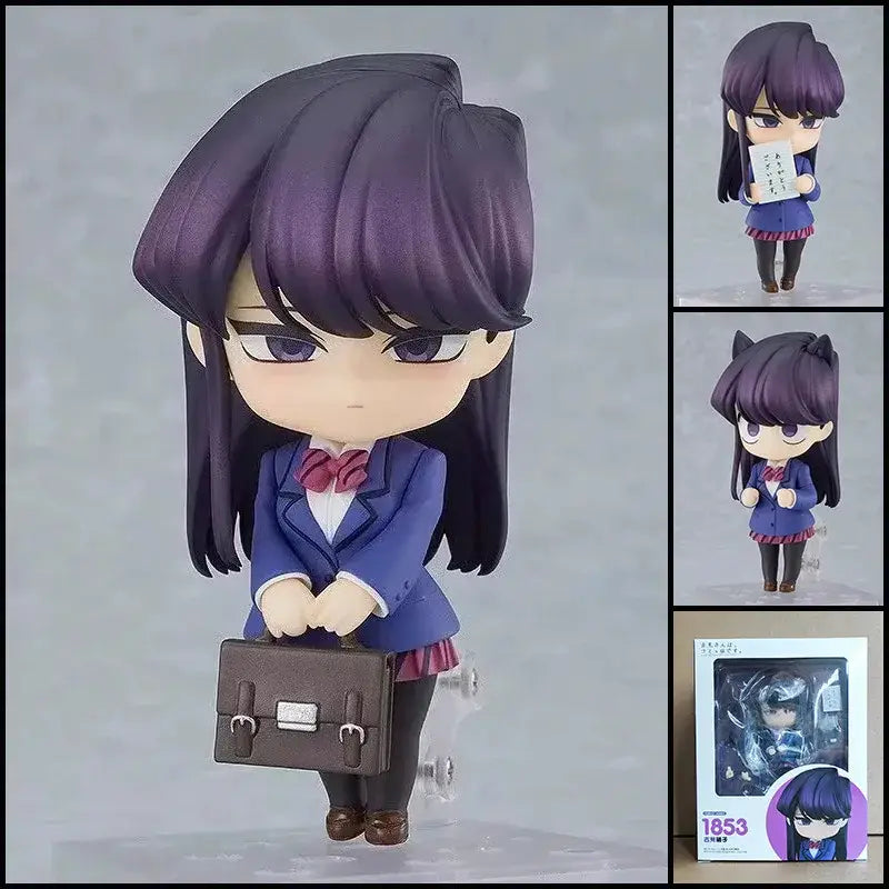 Posible face swap mushoku tensei roxy migurdia figure with purple hair blue uniform red bow tie and brown briefcase character styling