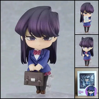Posible face swap mushoku tensei roxy migurdia figure with purple hair blue uniform red bow tie and brown briefcase character styling