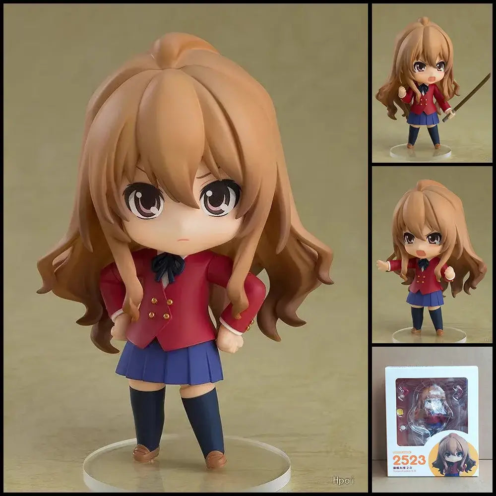 Chibi style mushoku tensei roxy migurdia figure with red jacket and blue skirt featuring posable design and face swap
