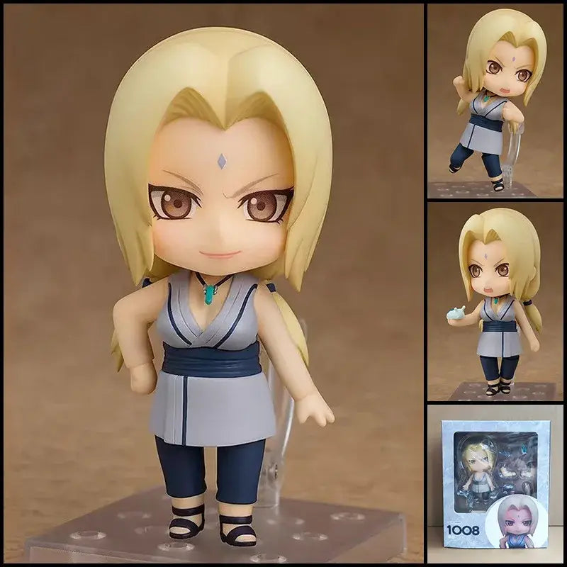 Nendoroid figure of sakura haruno in hokage attire with blonde hair and posable design featuring face swap options